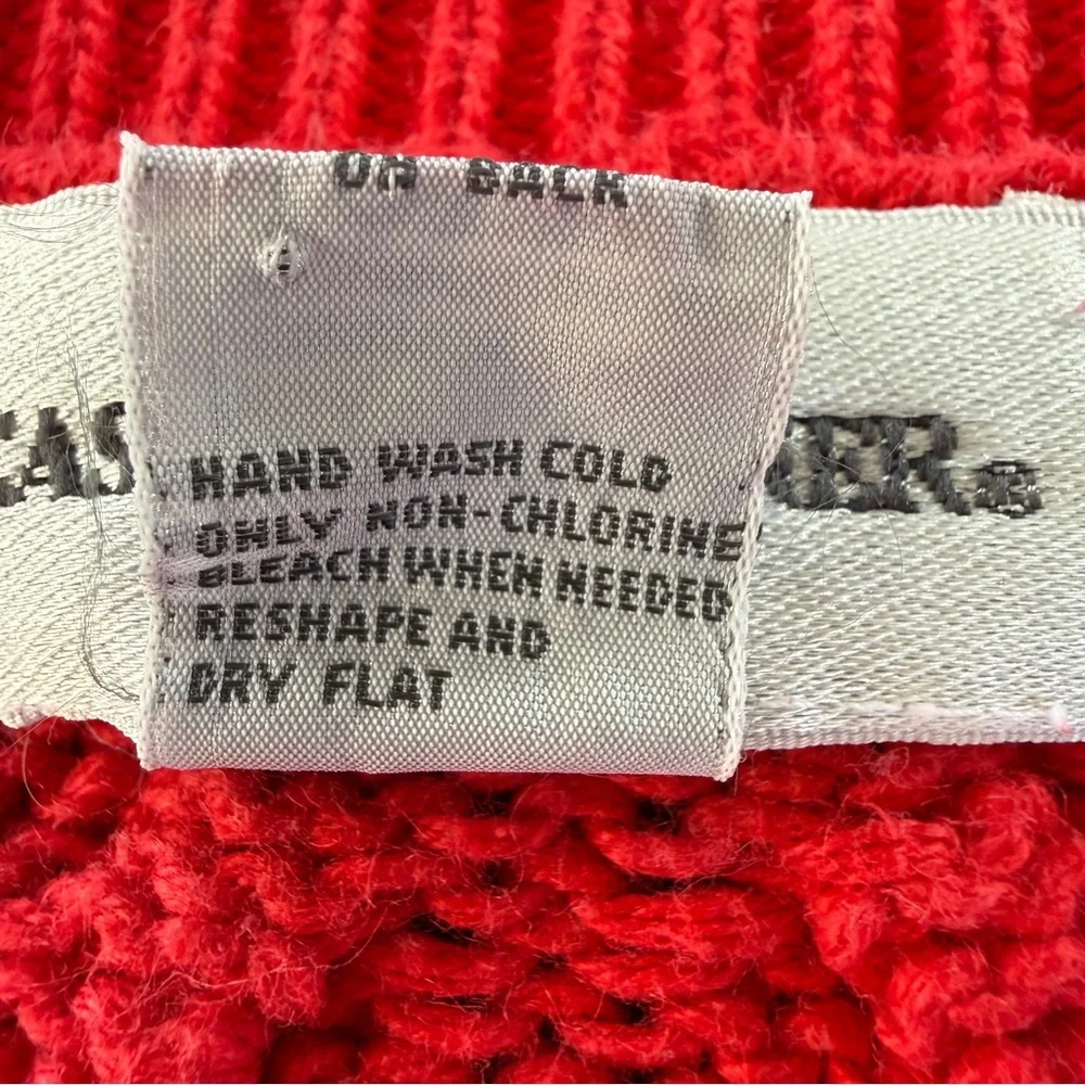 Casual Corner Sweater Womens Size Small Cable Knit Tennis‎ Pullover V Neck Red